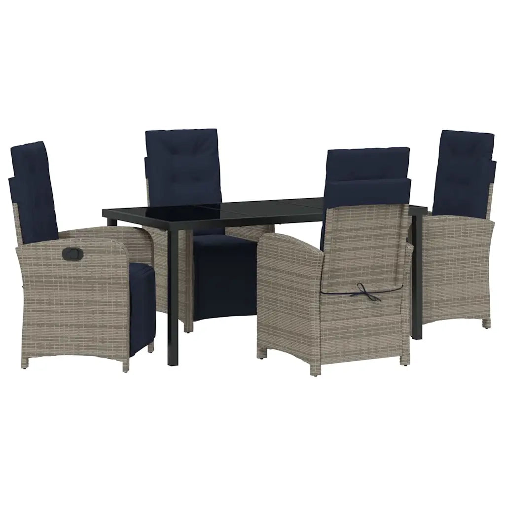 Set da Pranzo per Giardino con cuscino 5 pcs Grigio polyrattan 3380361
