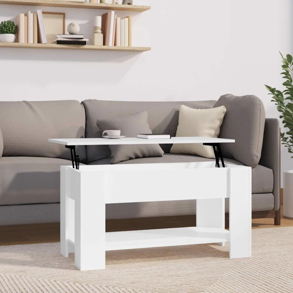 Tavolino da Salotto Bianco Lucido 101x49x52cm Legno Multistrato