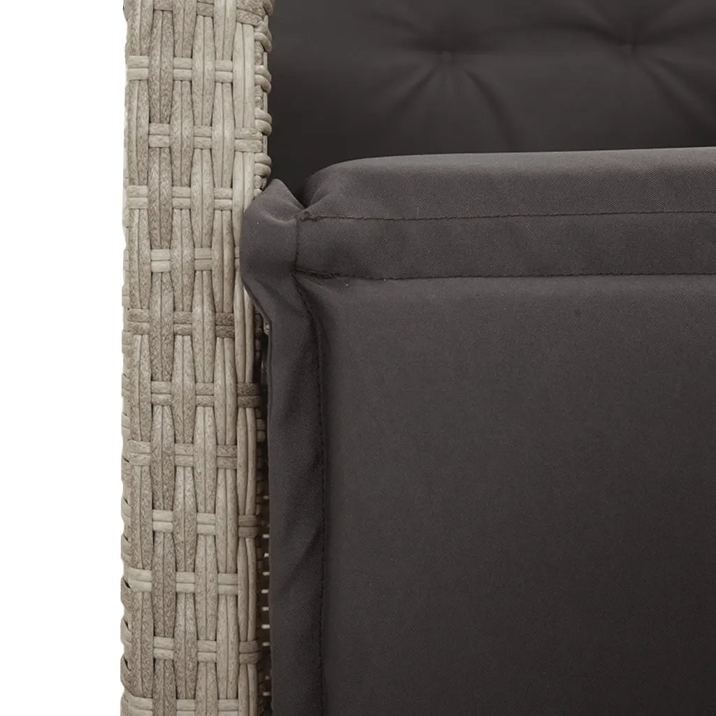 Set da BistrÃ² 3 pz con Cuscini Grigio Chiaro in Polyrattan
