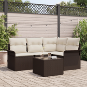 Set Divano da Giardino 4 Pezzi con Cuscini Grigio Polyrattan