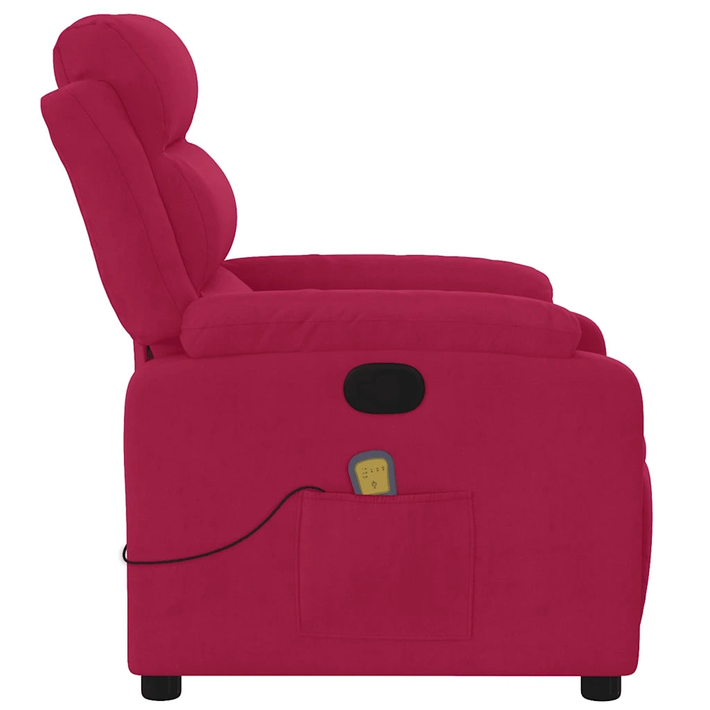 Divano Sedia-Poltrona Massaggiante Reclinabile Rosso Vino in Velluto 412503
