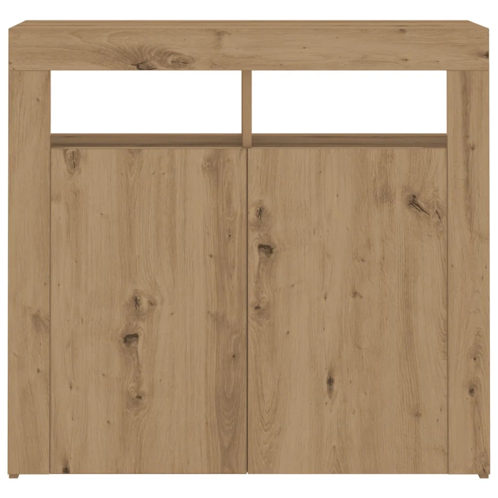 Buffet credenza cassettiera armadio mobile contenitore organizer per cucina soggiorno salotto con luci a LED legno ingegnerizzato lavorato a mano rovere Artisan 02_0029865