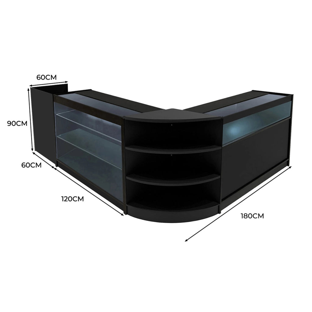 Set Banconi Nero Hyperion LED K1200 B1200 LM60 TB60 con Serrature e Vetrina