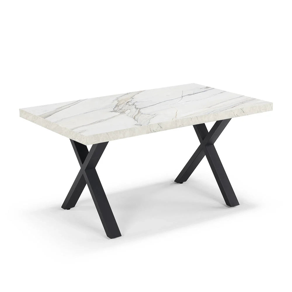 Tavolo allungabile da pranzo Marmo di Carrara 160X90 MADE IN ITALY modello PABLO fino a 260 CM per sala da pranzo, cucina e soggiorno, design moderno con top in melaminico