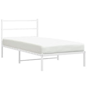Letto singolo | Letto per adulti | Giroletto con Testiera Metallo Bianco 100x200 cm