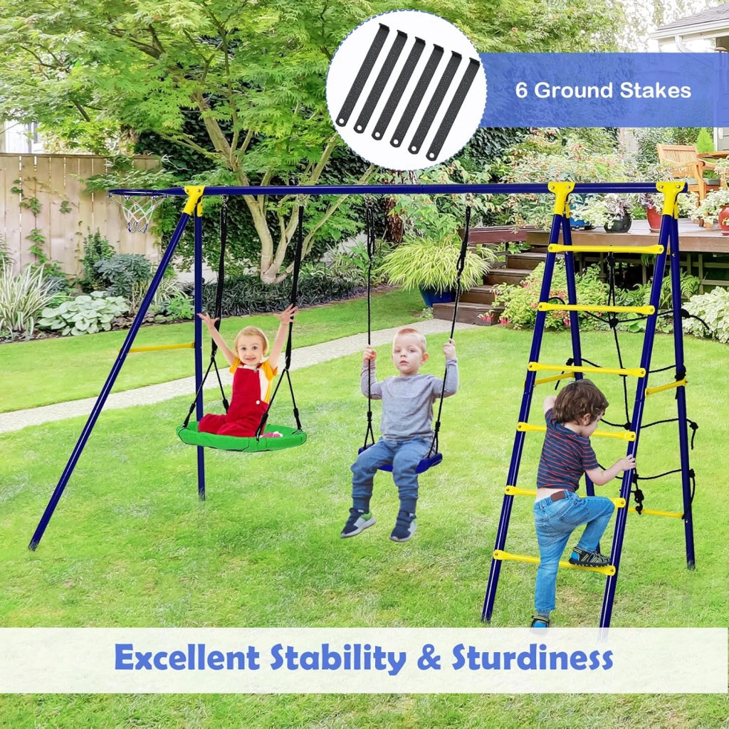 Set di altalene per bambini, struttura da gioco 5 in 1 con 2 altalene, altalena da giardino, altalena doppia per bambini all'aperto