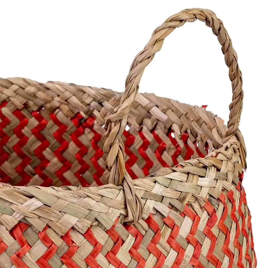 Cestino rosso naturale con manici, D35x30/46h cm