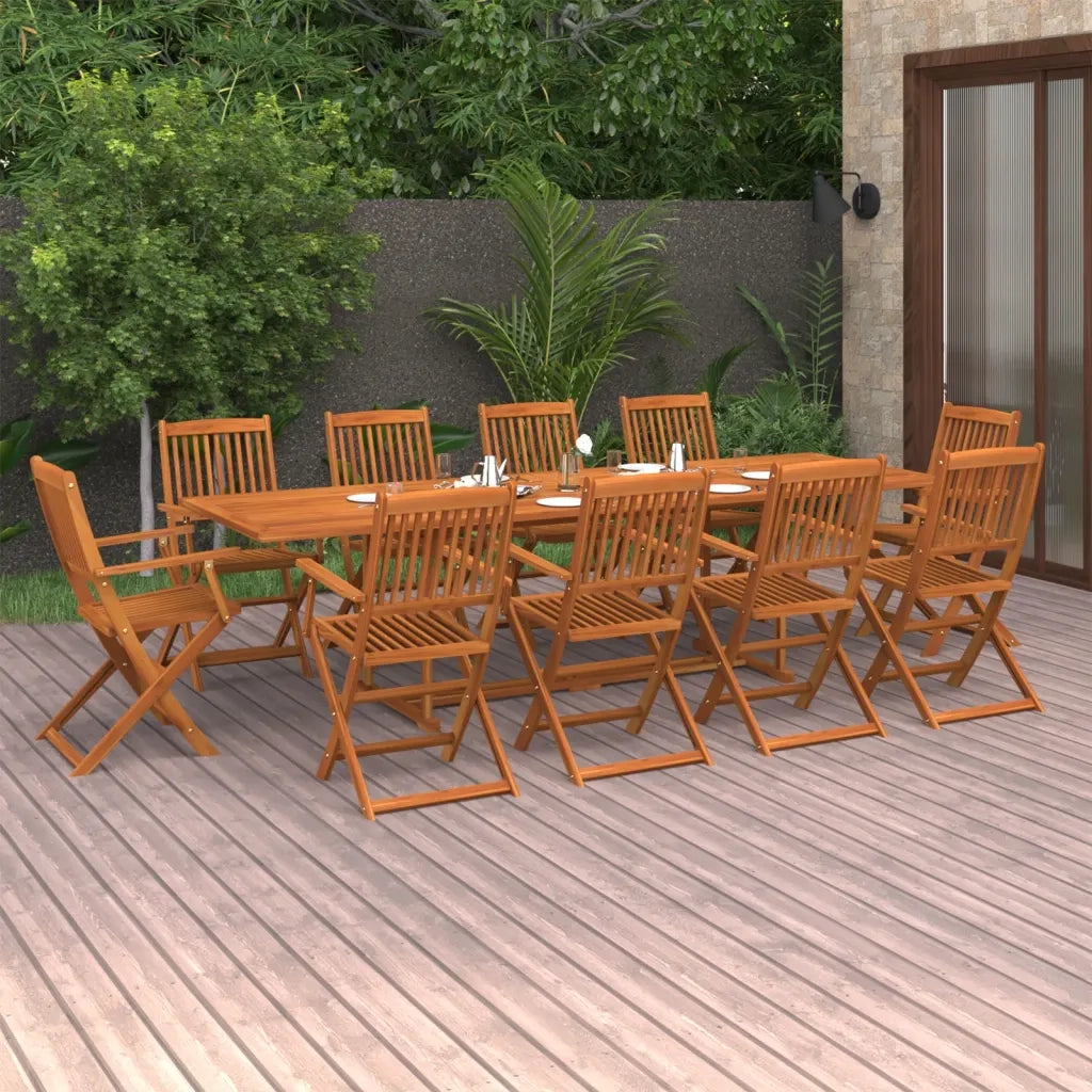 Set da Pranzo da Giardino 11 pz 280x90x75 cm Massello di Acacia 3086990
