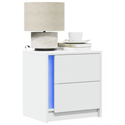 Comodino con Luci LED-Tavolino da notte Bianco in Legno Multistrato 734886
