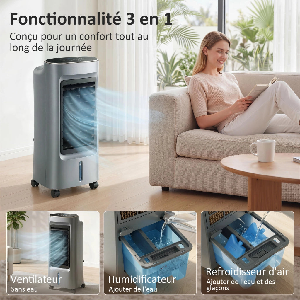 Climatizzatore portatile 4 in 1 umidificatore purificatore ventilatore ¨C zephmum ¨C grigio