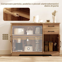Mobile Cucina Buffet 120x38x79 cm con 2 Cassetti e 3 Armadietti in MDF Rovere
