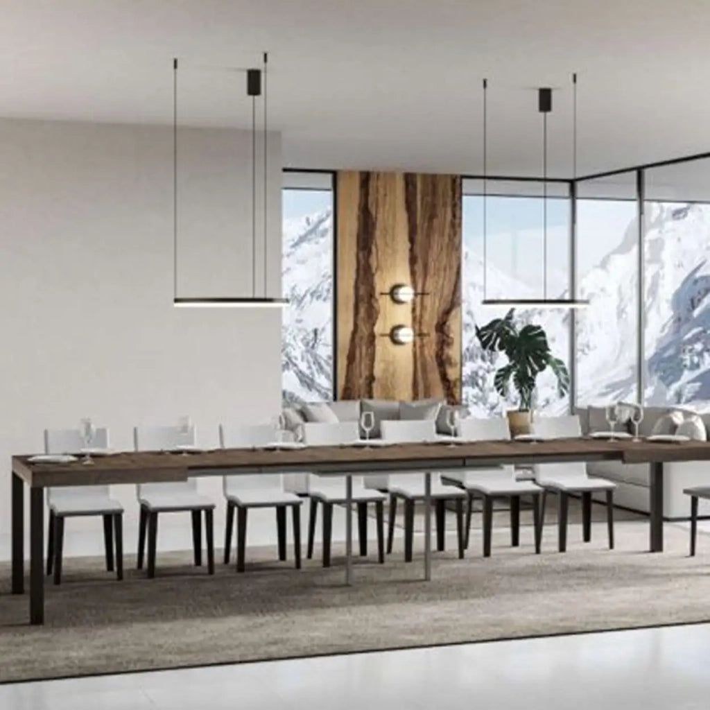 Tavolo allungabile 120/380x90 cm Everyday colore noce gambe antracite