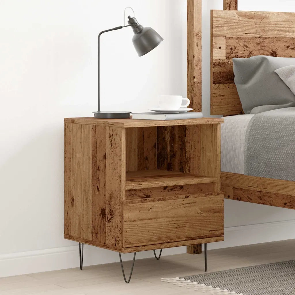 Comodino-Tavolino da notte Legno Antico 40x35x50 cm in Legno Multistrato 375701