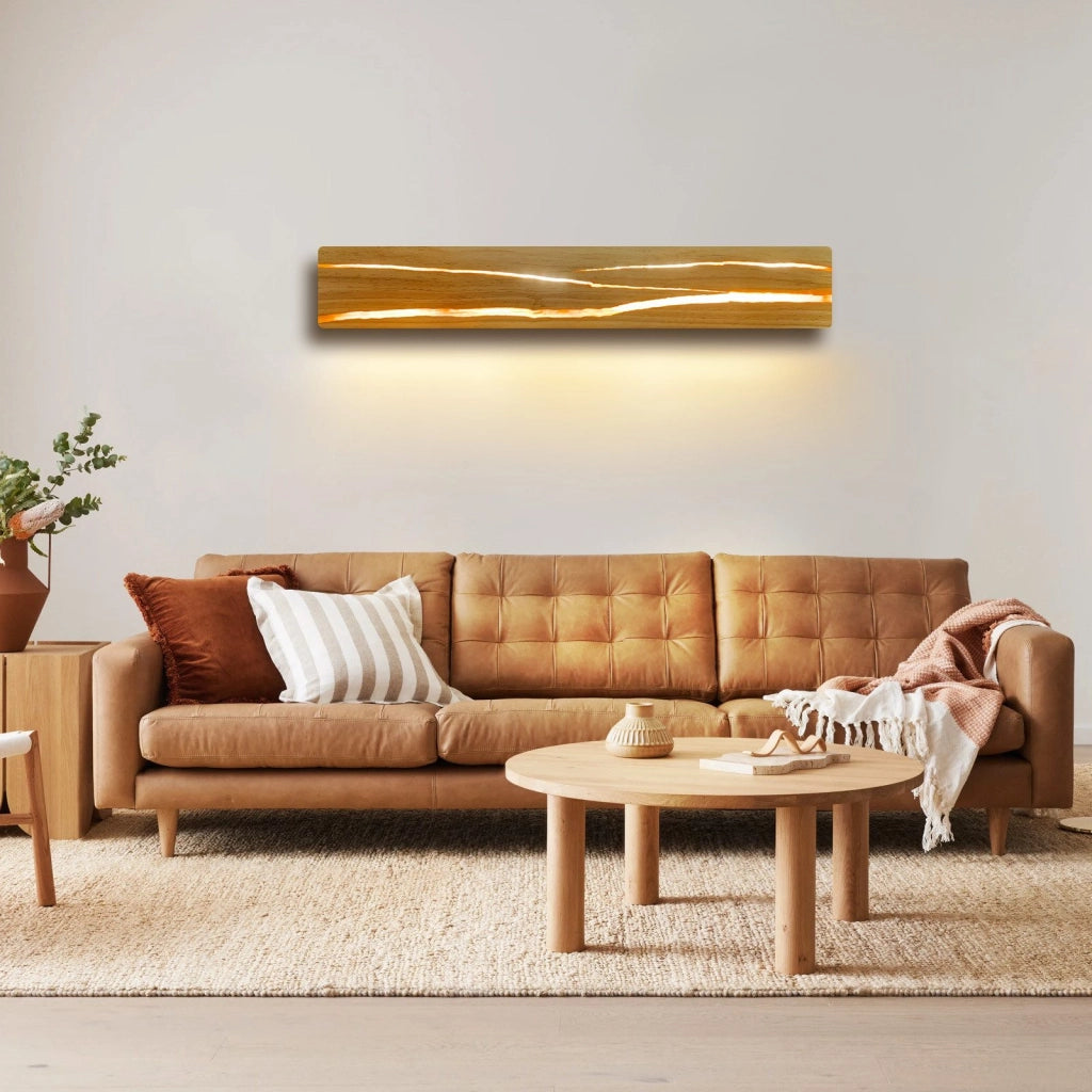 ZMH Lampada da Parete LED in Legno Luce Calda 50cm per Soggiorno Corridoio Camera da Letto