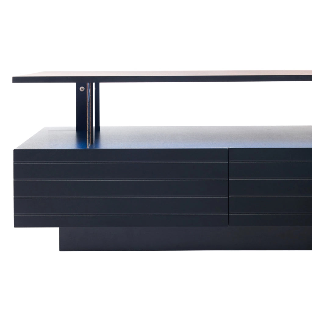 Tavolino da caffè LED nero in acrilico 100×50×42 cm con 2 cassetti