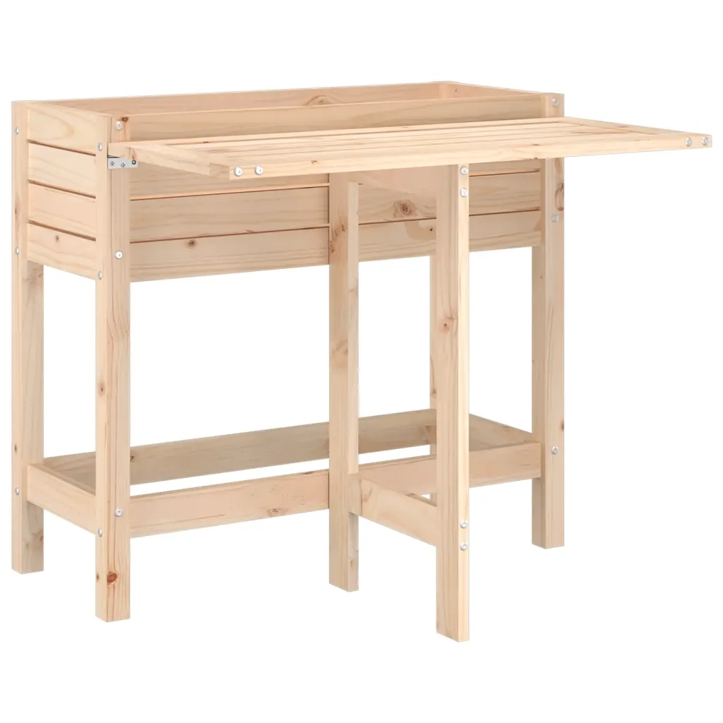Fioriera da Giardino con Piano Pieghevole Legno Massello Pino 825121