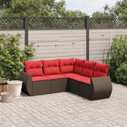 Set Divani da Giardino 5 pz con Cuscini Marrone in Polyrattan 3221353
