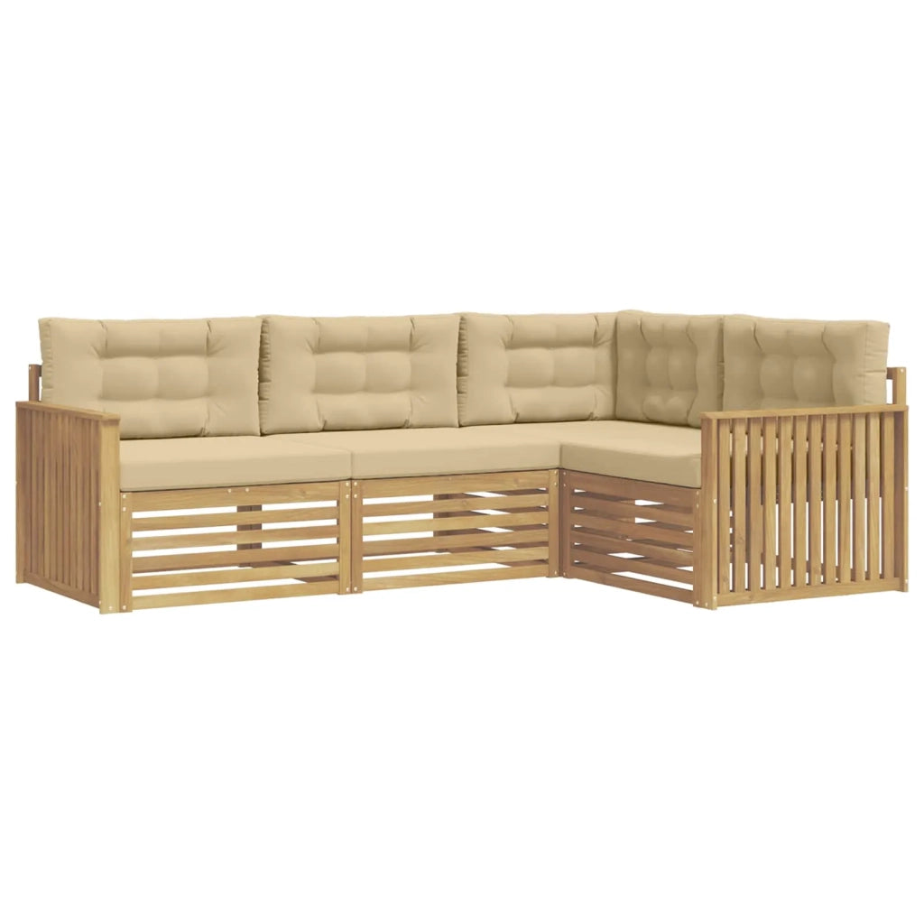 Set di divani da esterno 4 pz Bianco e Beige Poliestere 3390403