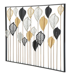 Pannello Lex 120x2,5x78,5 cm in Ferro Oro e Argento e Nero