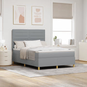 Letto Box Spring con Materasso Grigio Chiaro 160x200 cm Tessuto