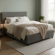 Basildon, Letto Matrimoniale Sfoderabile Made in Italy, Grigio Tortora