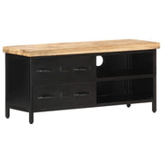Mobile TV multimediale scaffale TV credenza mobile TV sala da pranzo soggiorno camera da letto 90 x 30 x 41 cm legno di mango nero grezzo 02_0026339