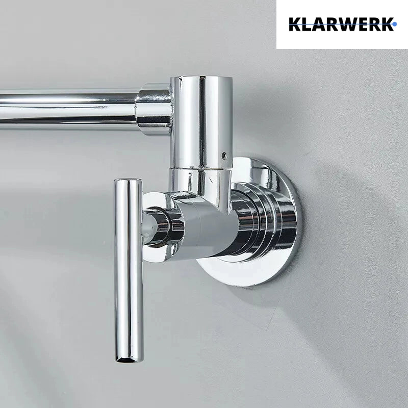 NILS | Rubinetto per acqua fredda a parete monoforo cromato | cucina professionale in acciaio inox | Parete pieghevole  con rubinetto pieghevole