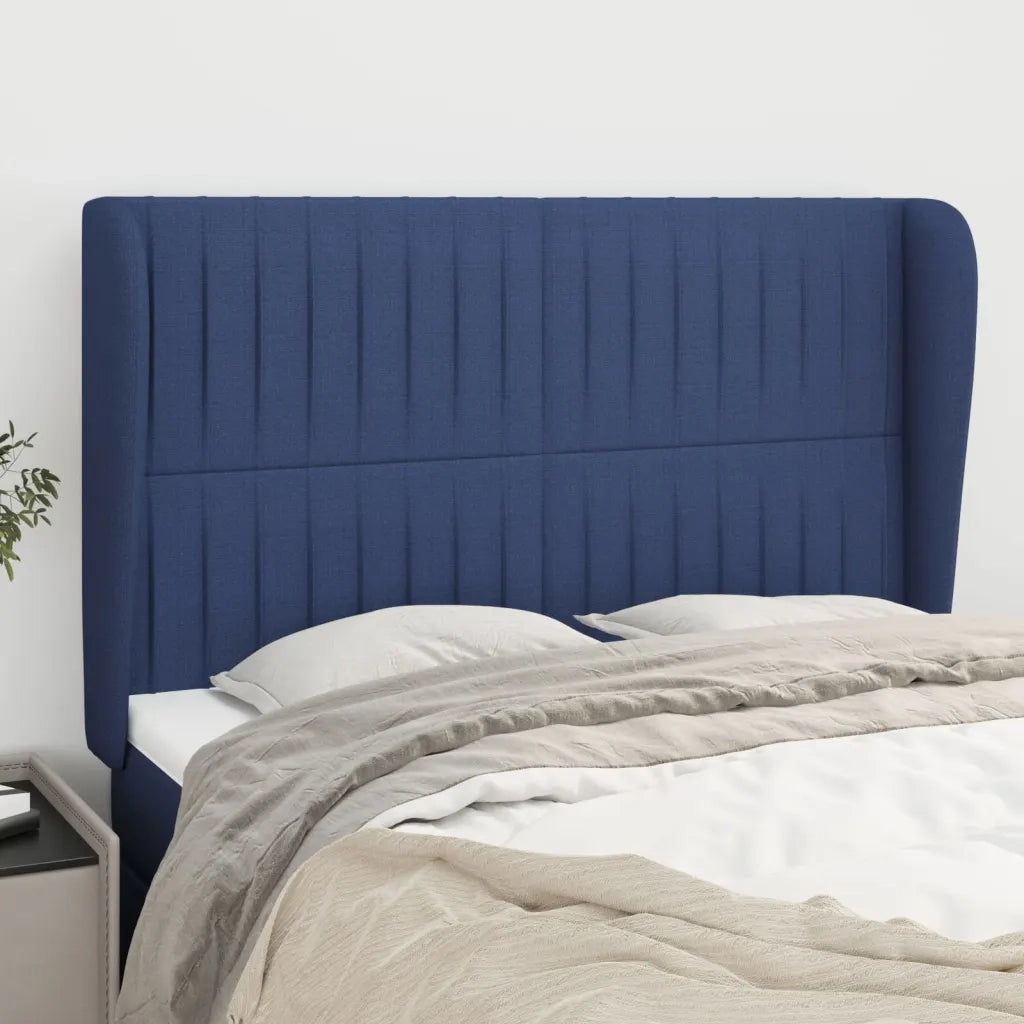Testiera | Testata ad Orecchio Blu 147 x 23 x 118/128 cm in Tessuto