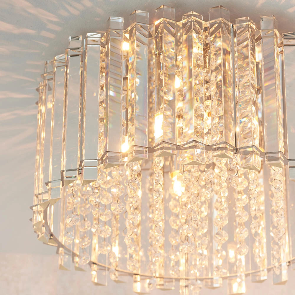 Plafoniera glamour rotonda cristallo gocce Hanna Endon 4xG9