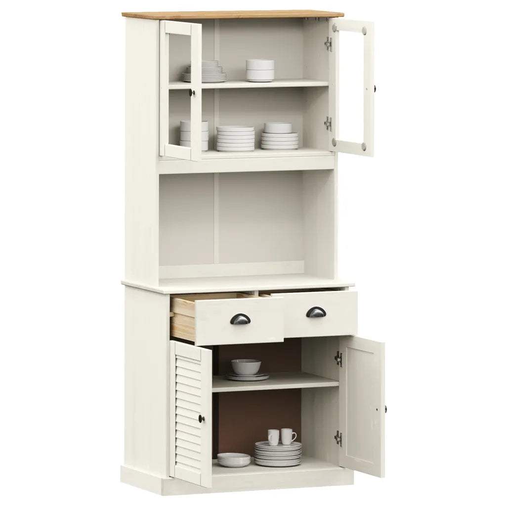 Credenza VIGO Bianca 78x40x175 cm in Legno Massello di Pino 3188302