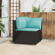 Divano Angolare da Giardino con Cuscini in Polyrattan Nero 319793