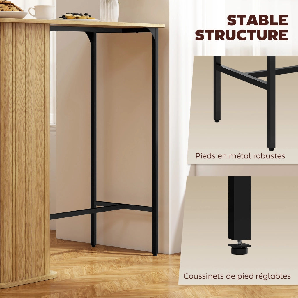 Tavolo Alto da Bar ¨C Xylo ¨C con 3 Ripiani Salvaspazio, Gambe in Metallo, Legno Naturale 112x50x106cm