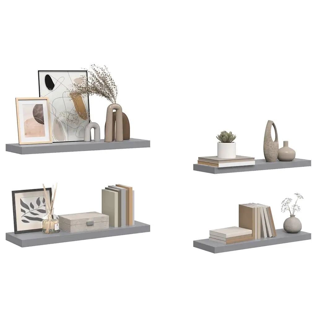 Scaffali a Parete 4 pz Grigi 80x23,5x3,8 cm in MDF 323858