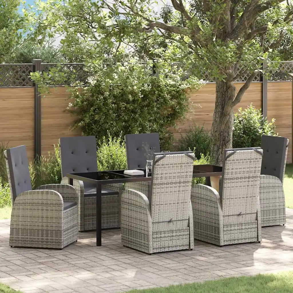 Set da Pranzo per Giardino con cuscino 7 pcs Grigio polyrattan 3379483