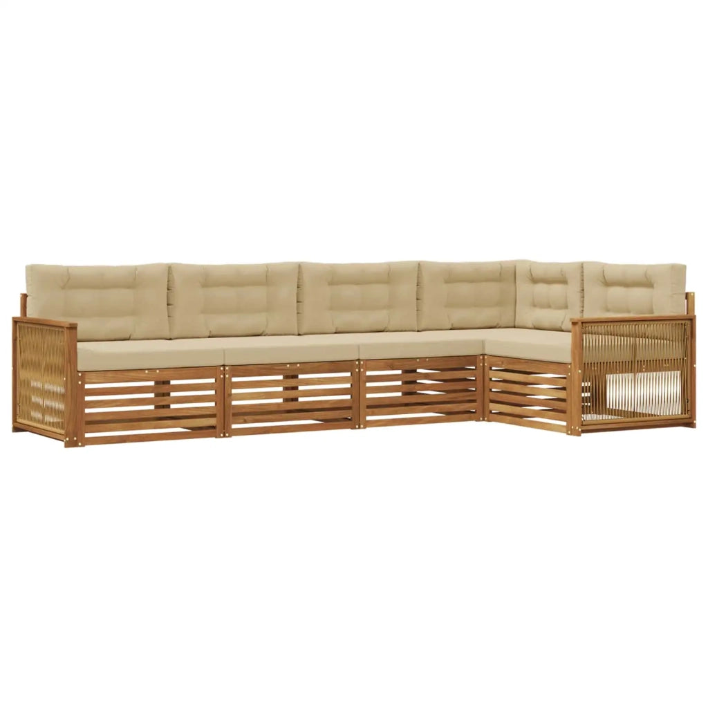 Set di divani da esterno con cuscino 5 pcs Naturale e Beige