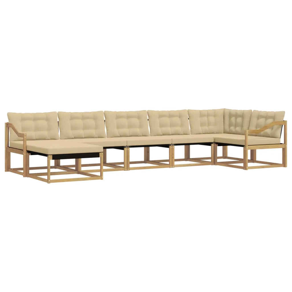 Set di divani da esterno con cuscino 7 pcs Bianco e Beige