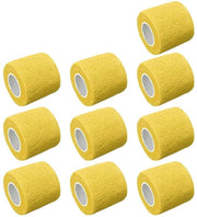 Benda per ferite 10 x 4,5 m - Autoadesivo - Elasticità alta - Nastro di primo soccorso - Per infortuni alla caviglia/ polso - Giallo - Nastro sportivo