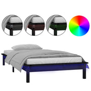 Letto singolo | Letto per adulti | Giroletto LED Nero 75x190cm Small Single in Legno Massello