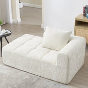 Méridienne Divano Chaise Longue con Cuscino e Tasche Laterali, Design Ergonomico, in Ciniglia, Beige 158 × 90 × 60 cm