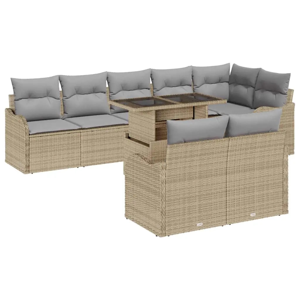 Set di relax con cuscino 9 pcs Beige Poly Rattan 3348486