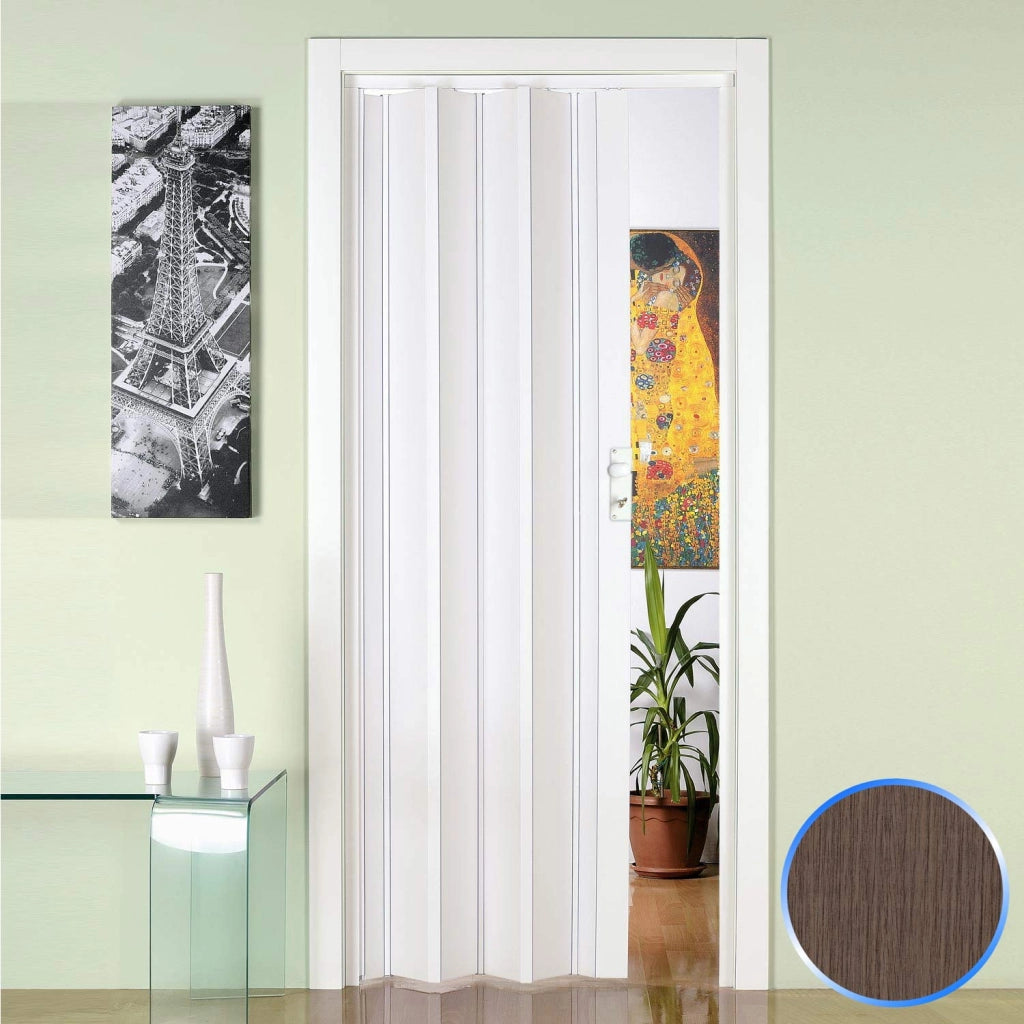 Porta a Soffietto da Interno in PVC Rovere Tortora 88 5x214 cm mod. Luciana