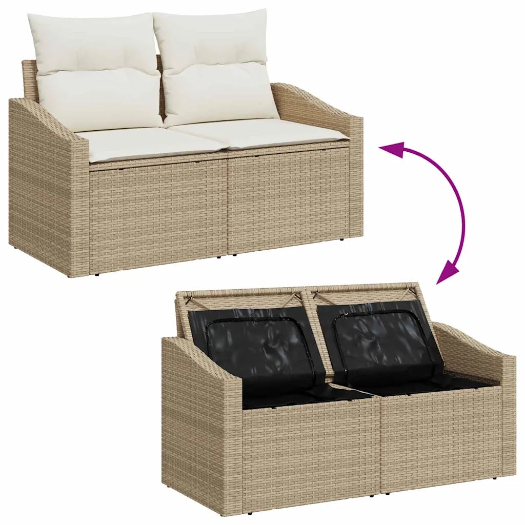 Set Divano da Giardino con cuscino 8 pcs Beige e Crema 3364546