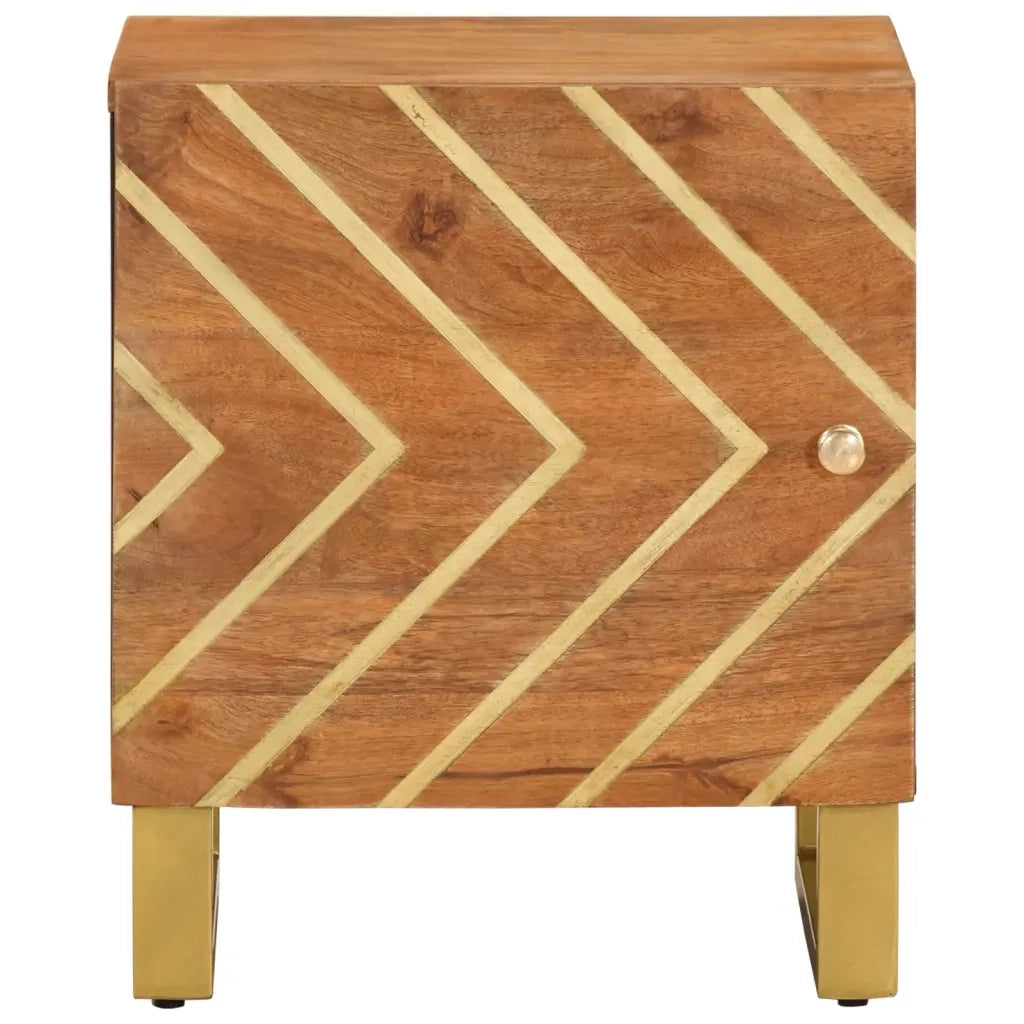 Comodini 2 pz Marrone e Nero in Legno Massello di Mango 356780