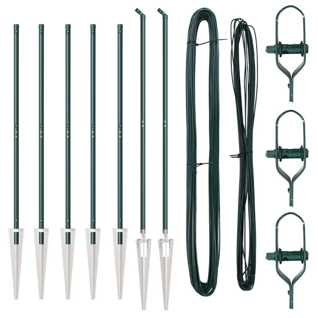 Pali per Recinzione con Punta 7 pcs Ã˜32 mm 160 cm Acciaio Zincato