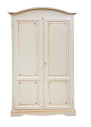 Armadio 2 ante legno shabby avorio anticato decorato filo arancione 107x55x197 - Mobili 2G