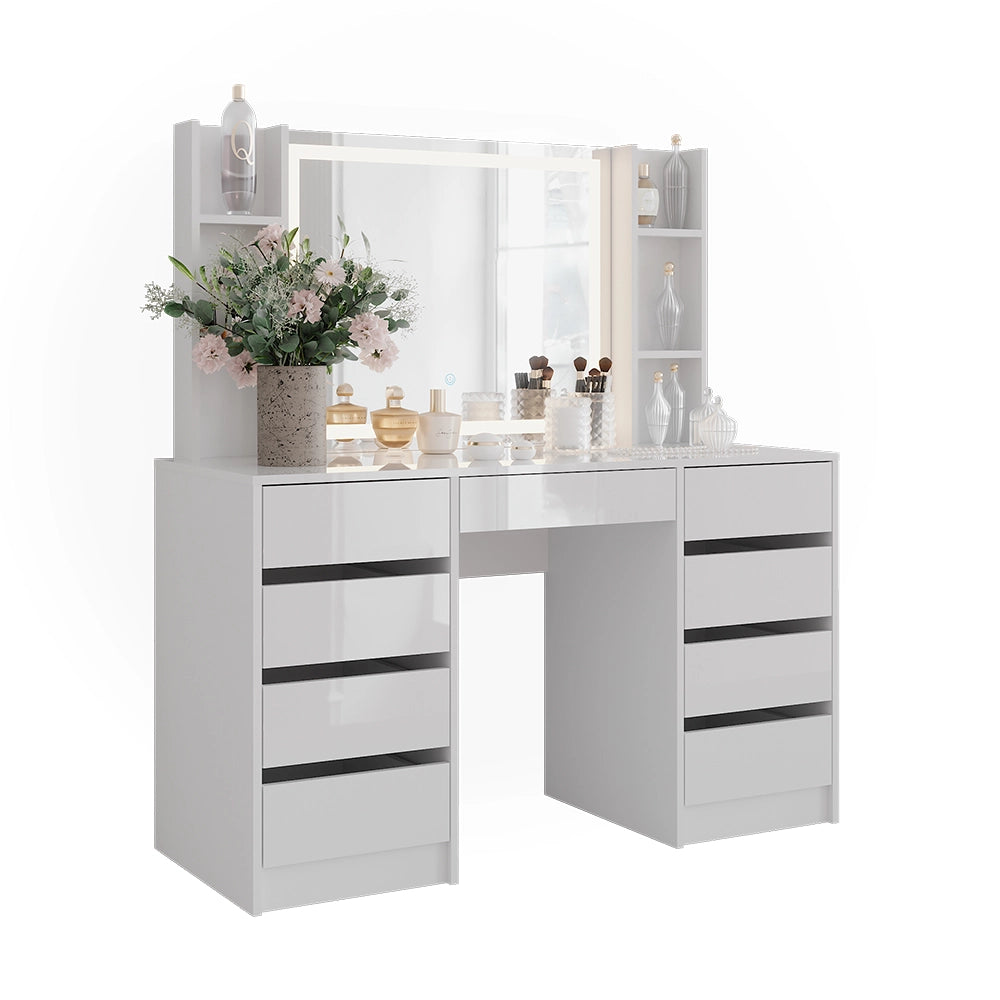 Vicco Tavolo da toeletta Bianco/bianco lucido 128.2 cm 4 parti