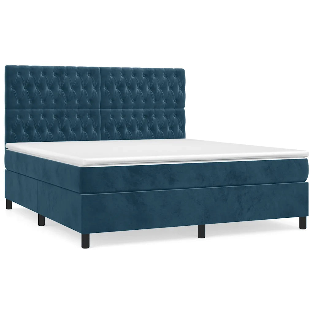 Giroletto a Molle con Materasso Blu Scuro 180x200 cm in Velluto 3143221