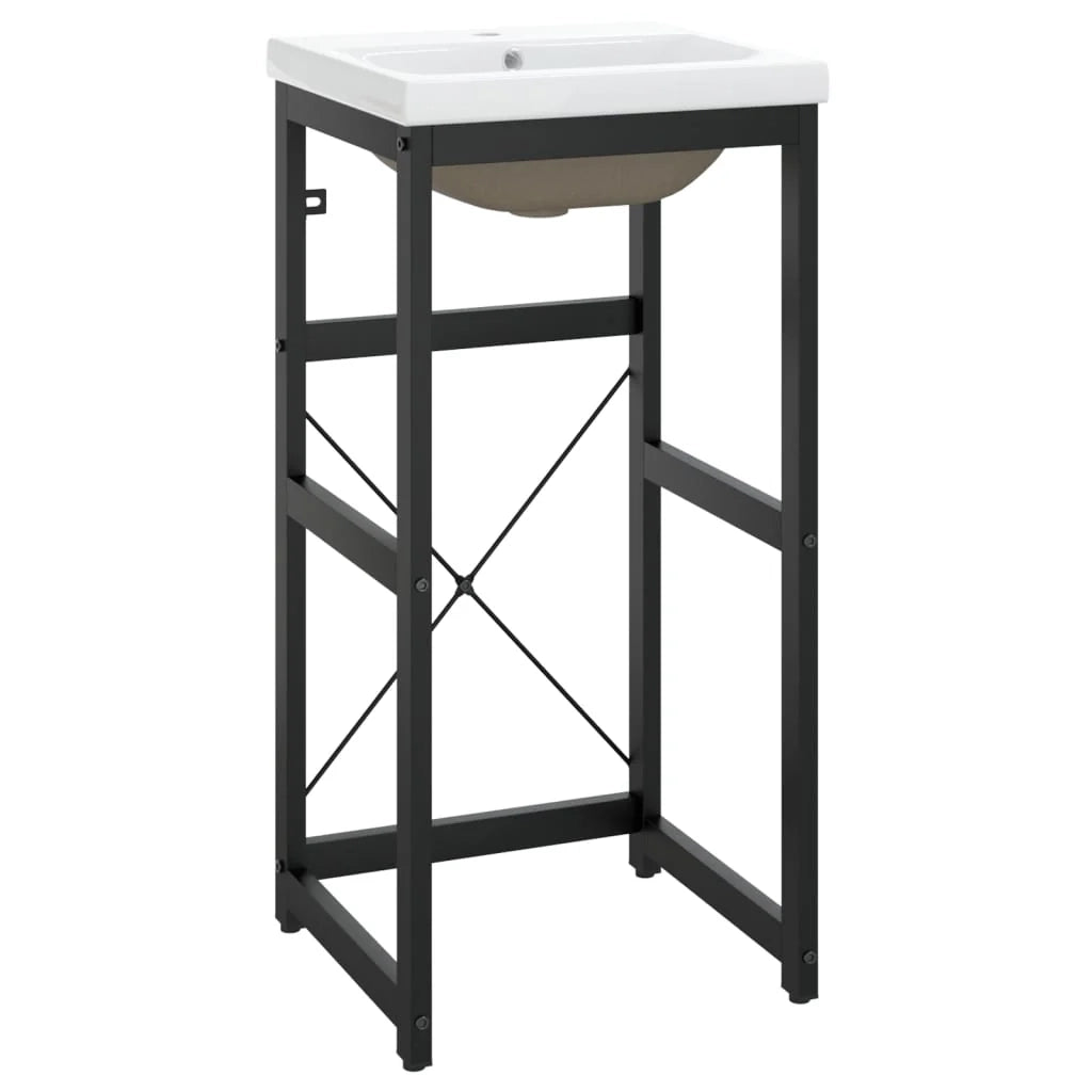Telaio per lavabo da bagno lavabo da incasso ferro nero 02_0006785