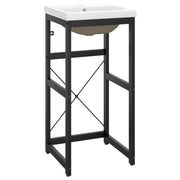 Telaio per lavabo da bagno lavabo da incasso ferro nero 02_0006785