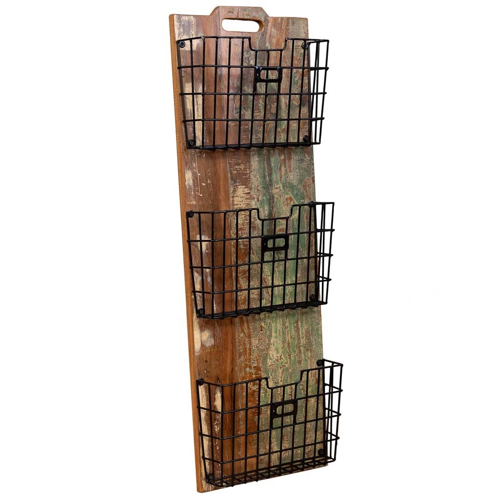 Scaffale in legno e metallo marrone 33x10x90h